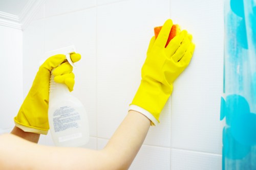 Careful cleaning of carpets in a residential property